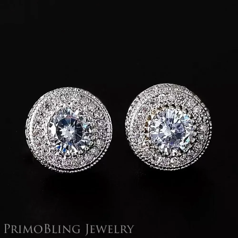 Silver Lab Diamond Stud Earrings